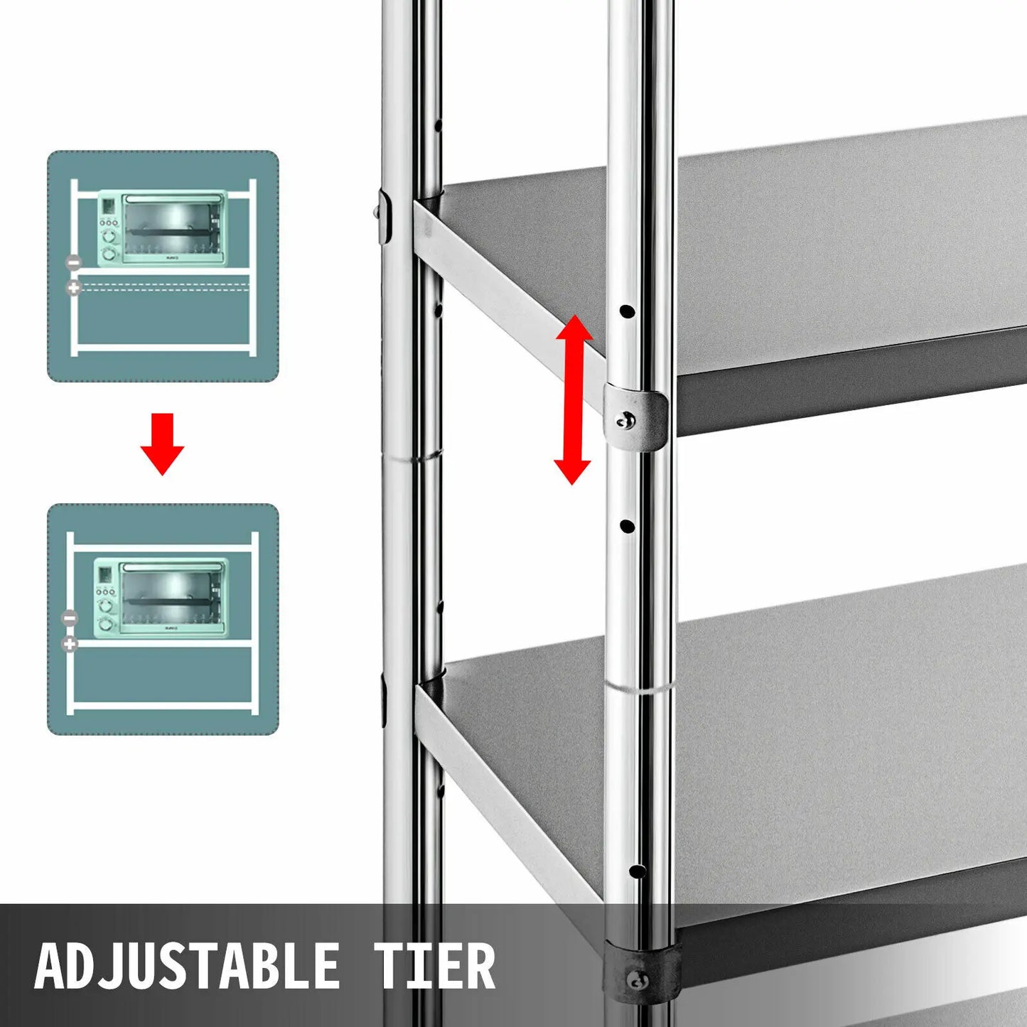 VEVOR – étagère de rangement commerciale à 4 et 5 niveaux en acier inoxydable, pour cuisine, entrepôt, Garage, stockage d'ustensiles de cuisine