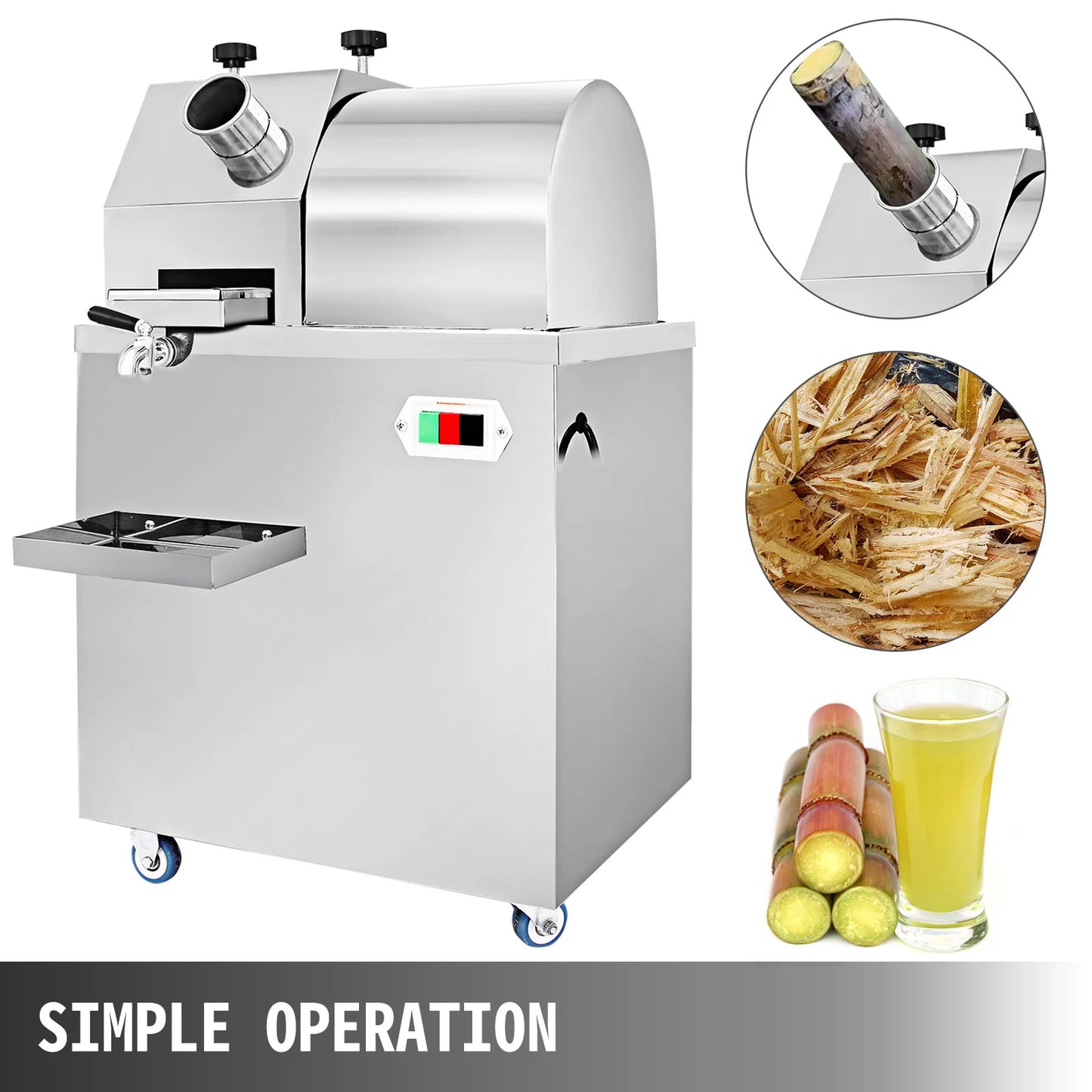 VEVOR Automatic Sugarcane Press Electric Juicer 20RPM Sugar Cane Grind Ginger Machine Extractor With Three Detachable Rollers