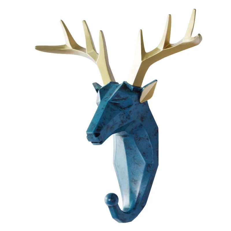 1Pc Nordic Deer Wall Hanging Coat Hook Punch-free Animal Head Key Hanger Home Storage Decoration Kitchen Ornament Accessories