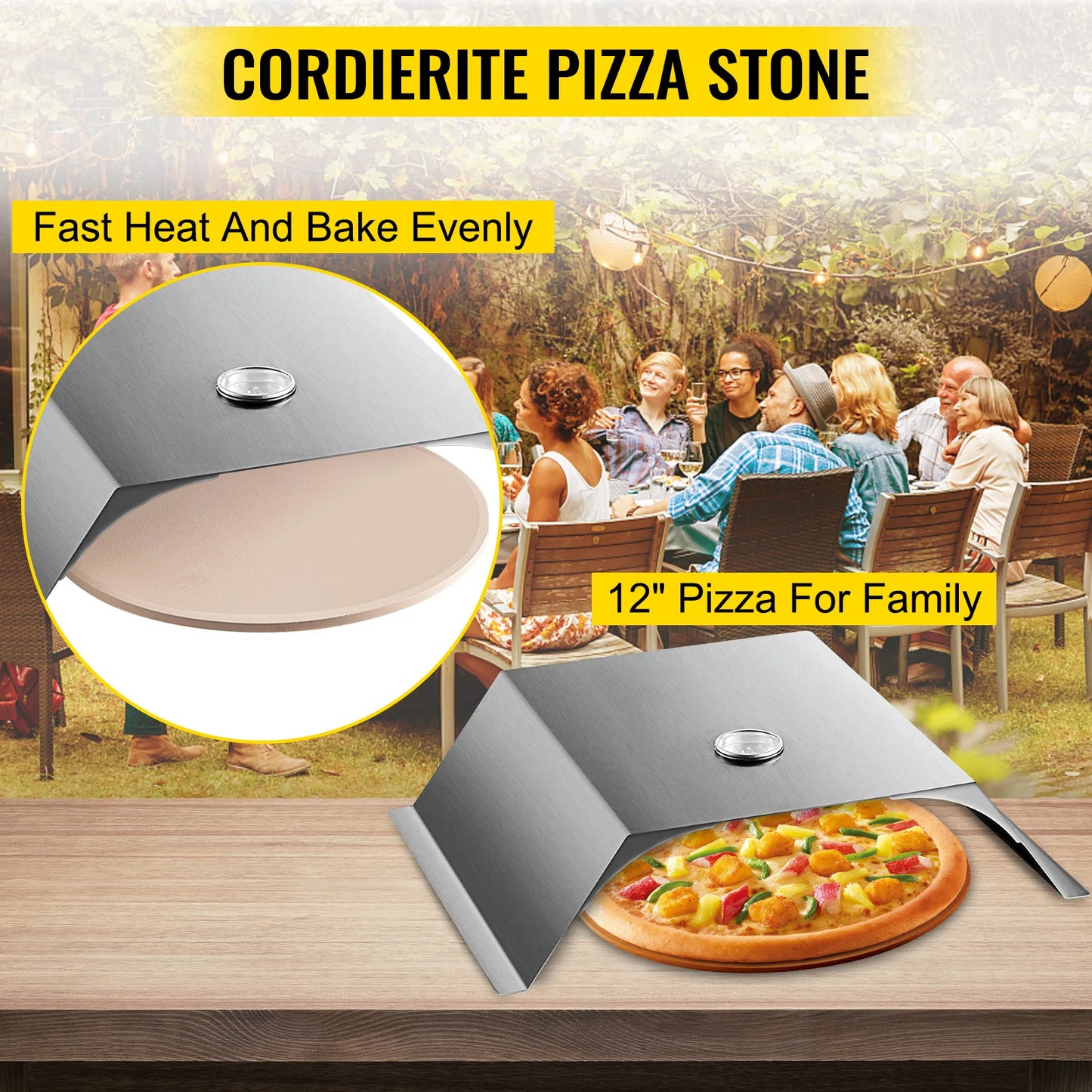 VEVOR Kit de horno para Pizza de 13 pulgadas, acero inoxidable, duradero, incluye cámara para Pizza, fácil de operar, jardines al aire libre, terrazas, uso doméstico