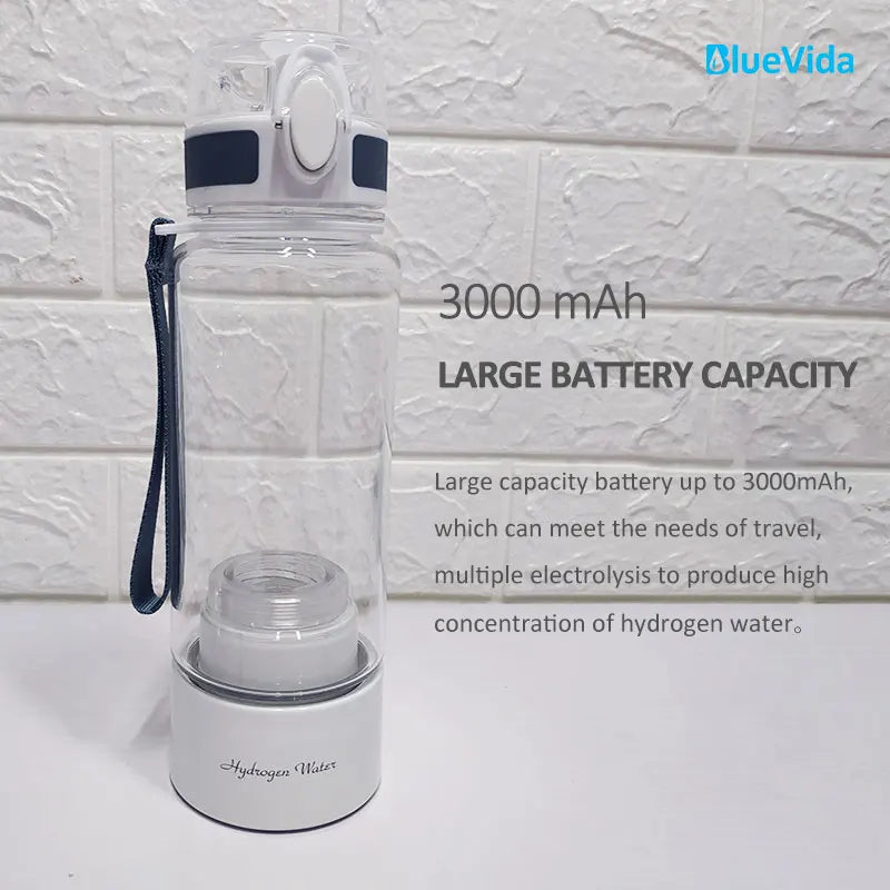 Bluevida nouveau générateur d'eau à hydrogène SPE et PEM de style sportif, H2 jusqu'à 3000 ppb et bouteille d'eau à hydrogène de grande capacité de batterie