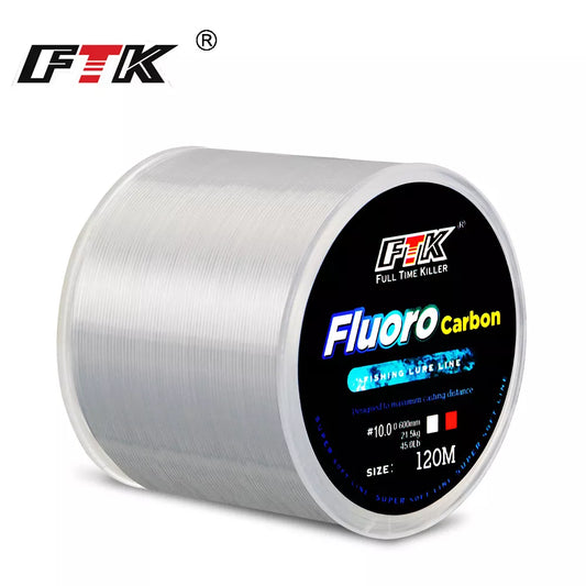 FTK 120m ligne de pêche Invisible revêtement de fluorocarbone moucheté ligne de pêche 0.20mm-0.60mm 7.15LB-45LB ligne tachetée Super forte