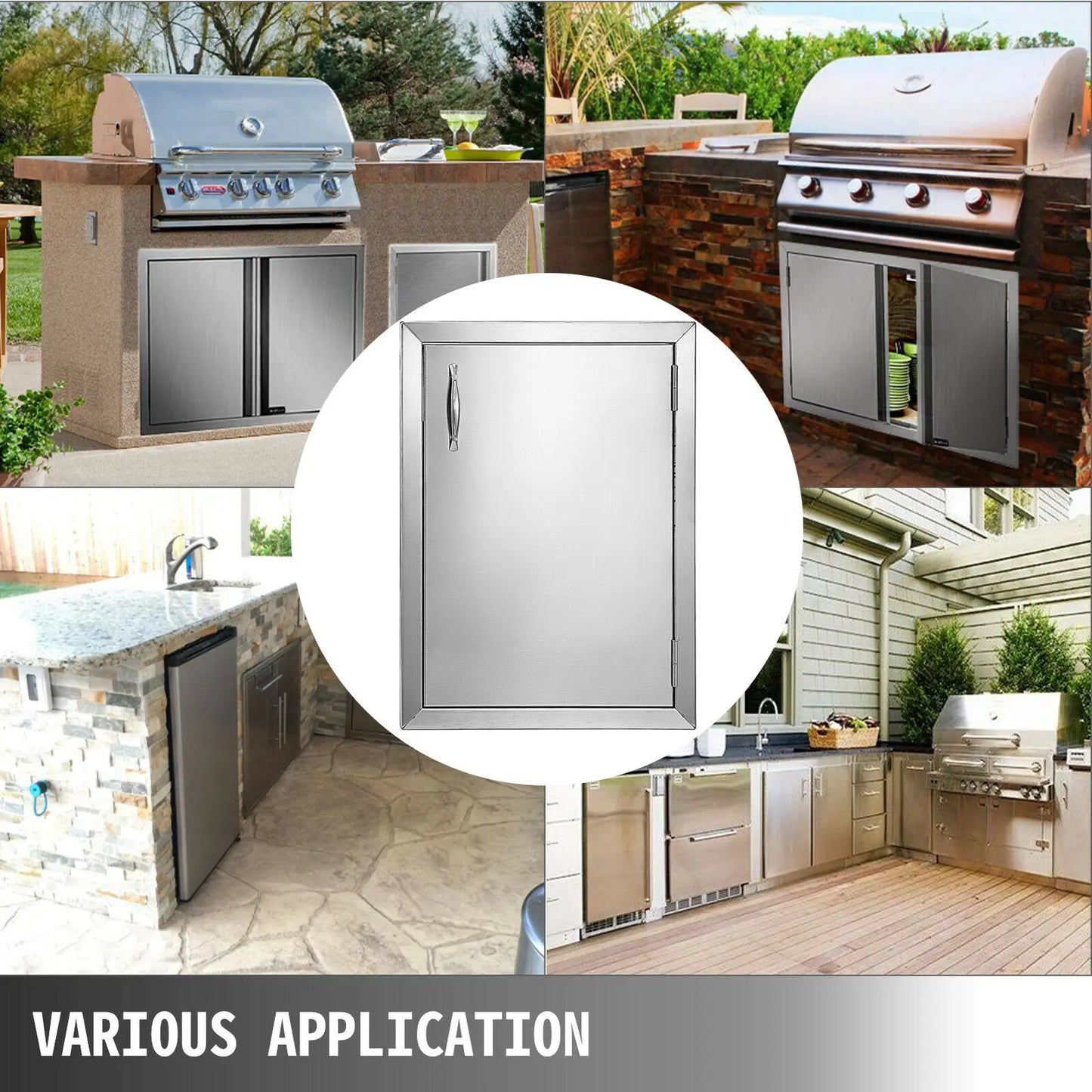 VEVOR 16x22-Inch Outsides Kitchen Door Stainless Steel Waterproof Storage Cabinet Durable Safe Easy to Install for BBQ Island