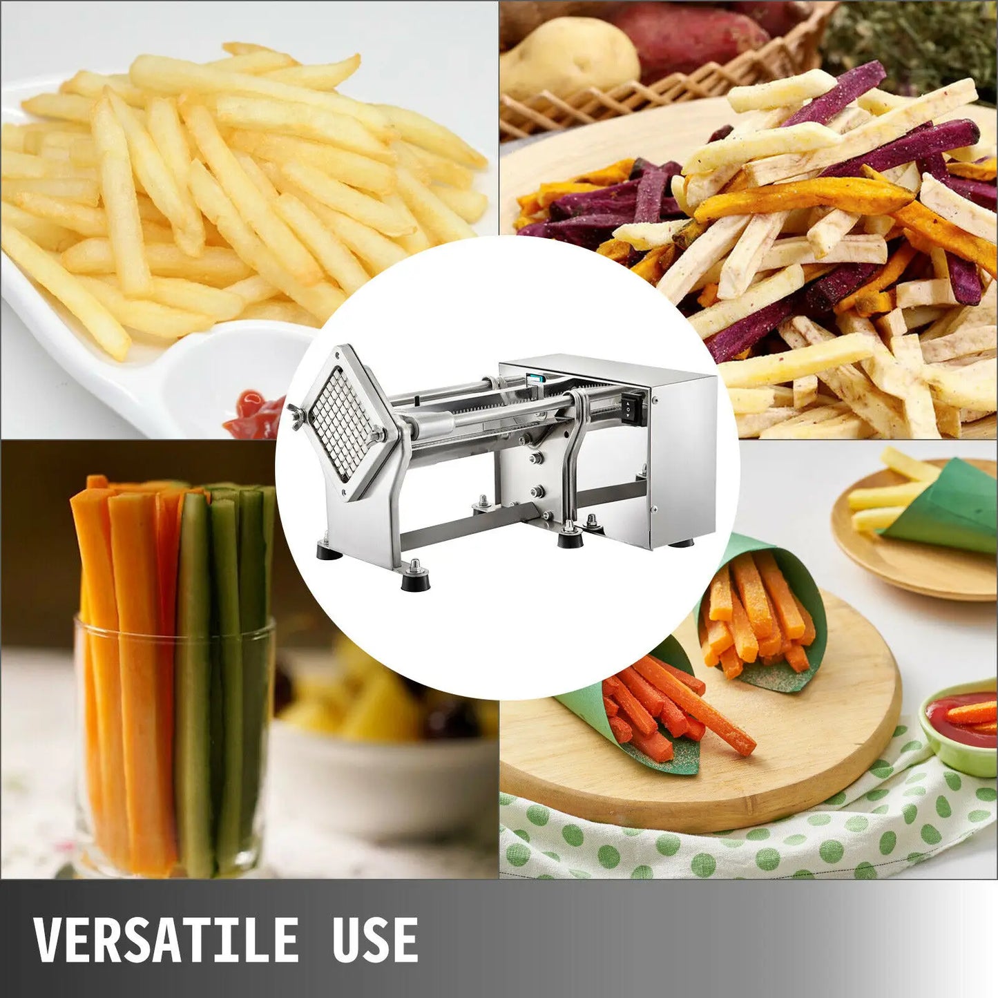 VEVOR coupe-légumes électrique horizontal, silencieux à fruits, 4 lames remplaçables, robot culinaire en acier inoxydable pour appareils ménagers