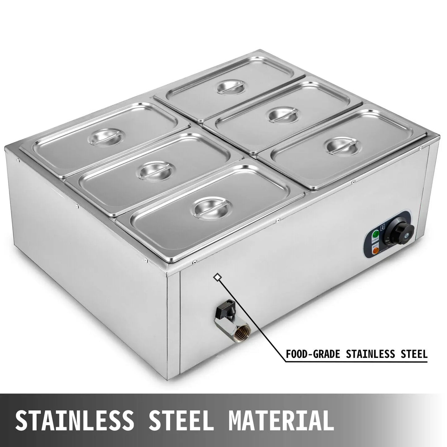 VEVOR 2 3 4 6 Pan Electric Catering Food Warmer Steam Table Stainless Steel Adjustable Temperature Buffet Restaurant Commercial