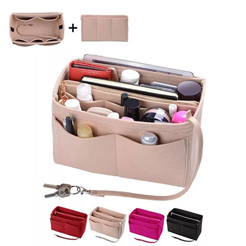 HHYUKIMI – organisateur de maquillage de marque, sac à insertion en feutre pour sac à main de voyage, sac à main intérieur, sacs à cosmétiques portables adaptés à divers sacs de marque