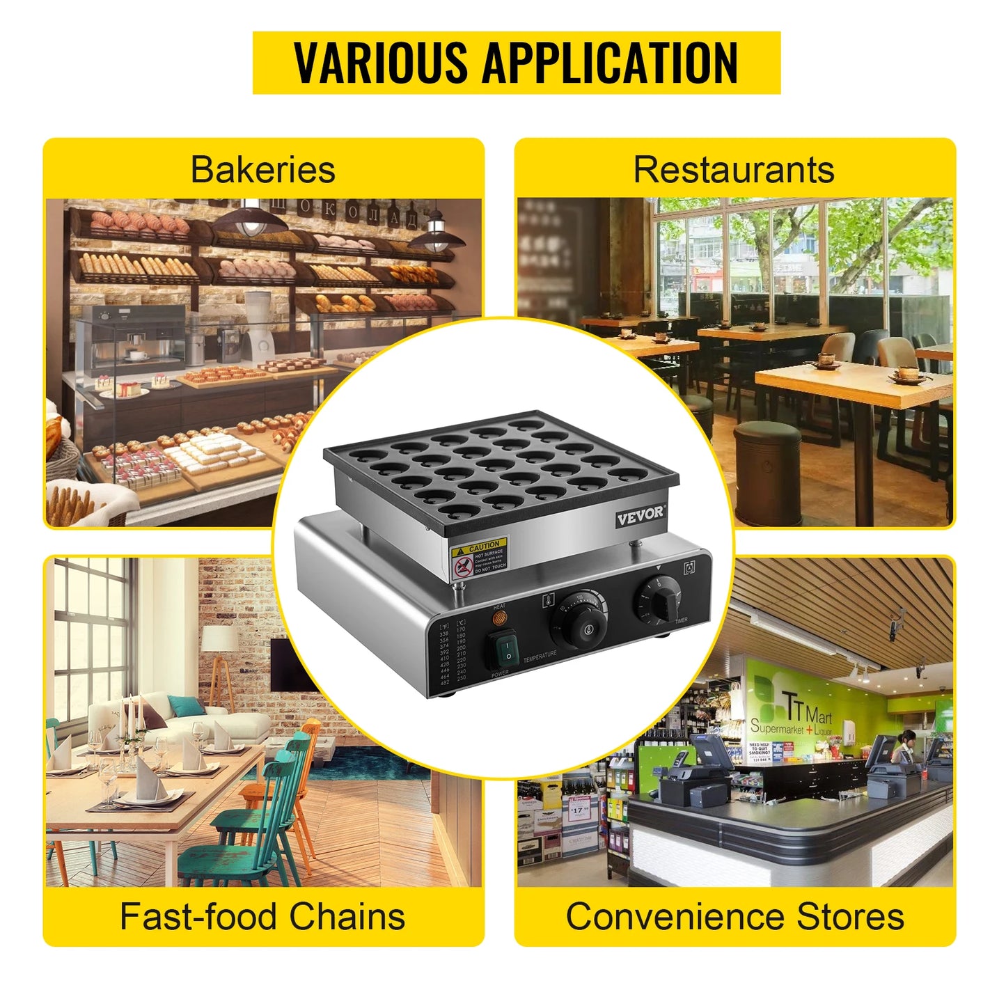 VEVOR 25 agujeros en forma de corazón Mini panqueque holandés Waffle Maker máquina eléctrica que hace la máquina Gofrera Gaufre electrodomésticos de cocina