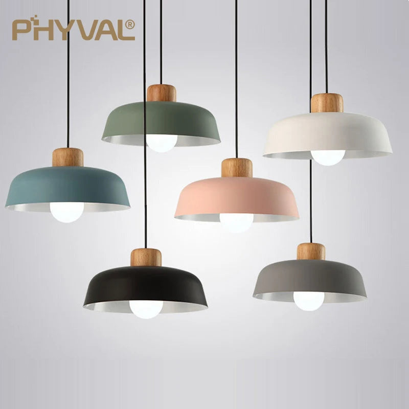 PHYVAL Nordic Chandelier Modern Pendant Lamps Restaurant Kitchen Iron Hanging Light Creative Macaron Indoor lamps For Home Decor