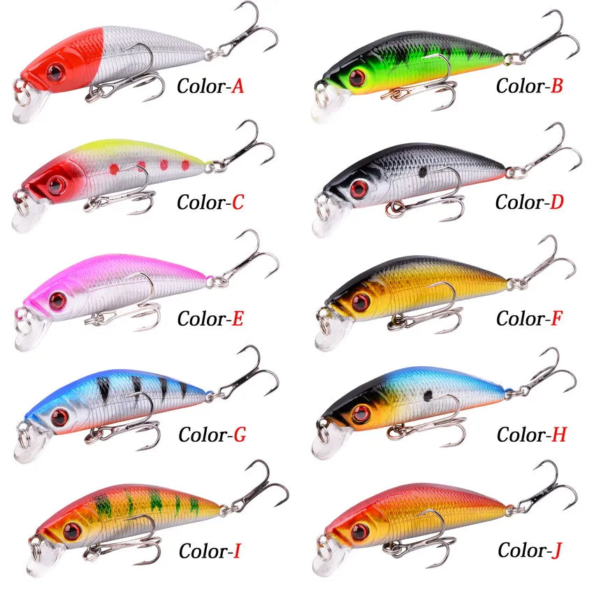 Aorace Minnow leurre de pêche 70mm 8g 3D yeux manivelle wobbler artificiel en plastique dur appât matériel de pêche