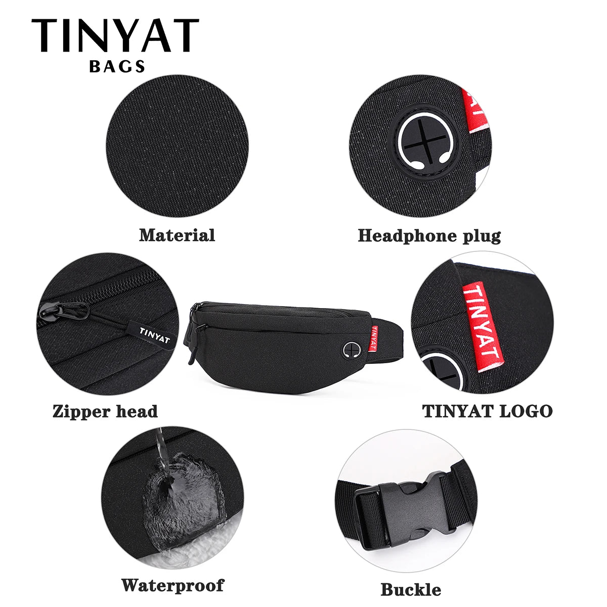 TINYAT, riñonera para hombre, bolso informal grande para teléfono, riñonera de lona para mujer, bolso de viaje para teléfono, riñonera, bolso de plátano a la cadera con 4 bolsillos