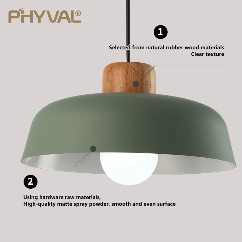 PHYVAL Nordic Chandelier Modern Pendant Lamps Restaurant Kitchen Iron Hanging Light Creative Macaron Indoor lamps For Home Decor