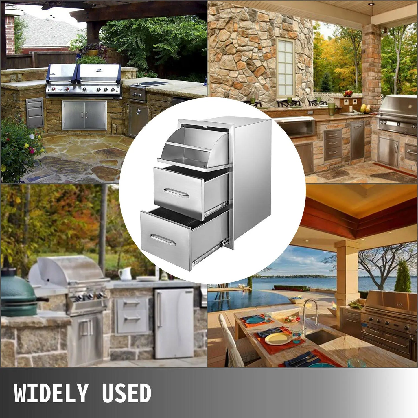 VEVOR Stainless Steel Outdoor Kitchen Drawers W/ Handle Large Storage BBQ Island Great for Any Weather Condition