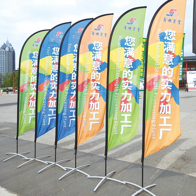 Mât de plage en plumes, drapeaux et bannières en forme de larme avec Base, impression personnalisée, publicité de Club, Sport en plein air, utilisation Promotion