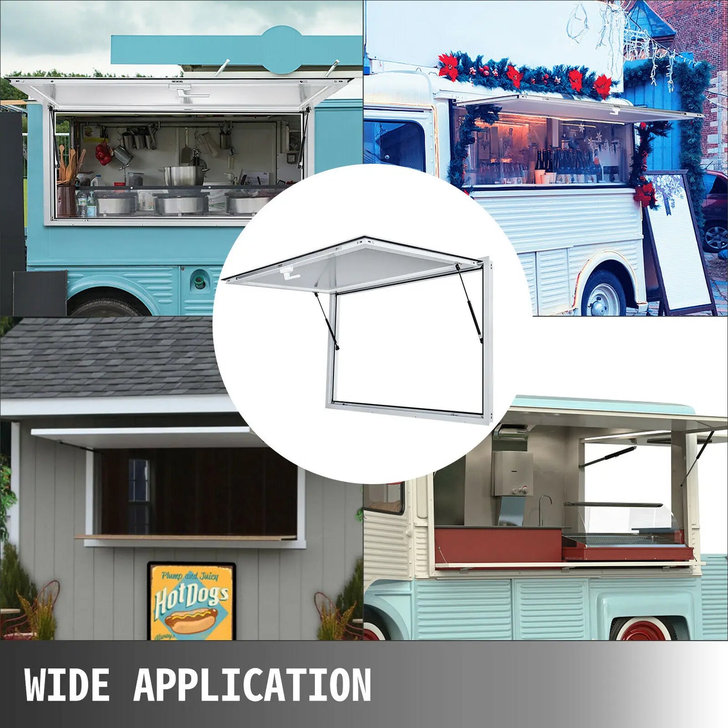 VEVOR Concession Stand Trailer Serving Window Multi-Size Awning Food Truck Service Door Aluminum Alloy Lightweight BBQ Outdoors