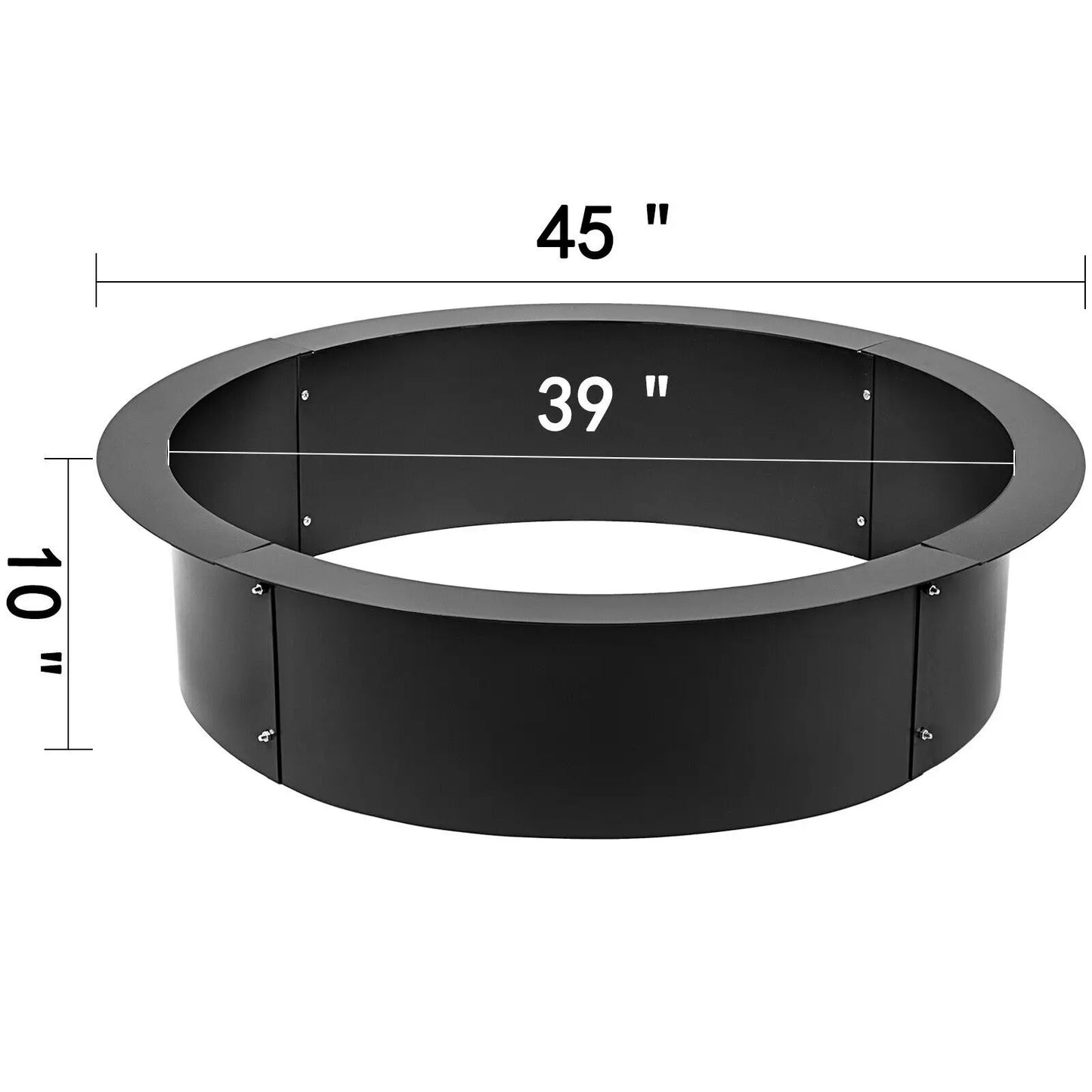 VEVOR Fire Pit Ring/Liner Easy to Assemble Install Q235 Steel Outside Diameter 36" 42" 45" for Outdoor Camping Fishing Barbecue