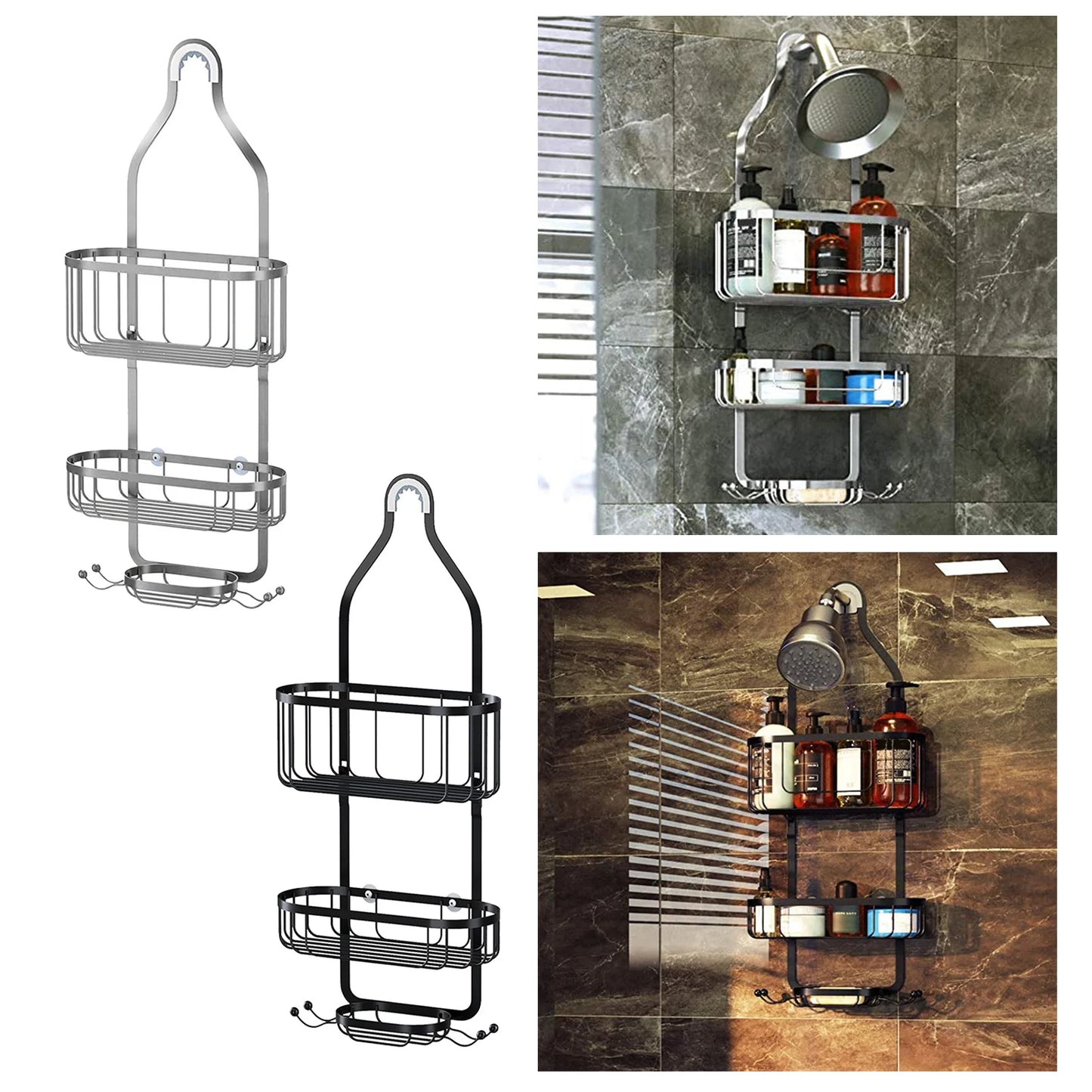 Iron Bathroom Storage Rack Metal Shelf Shower Wall-mounted Basket Organizer Kitchen Home Corner Hanging Racks