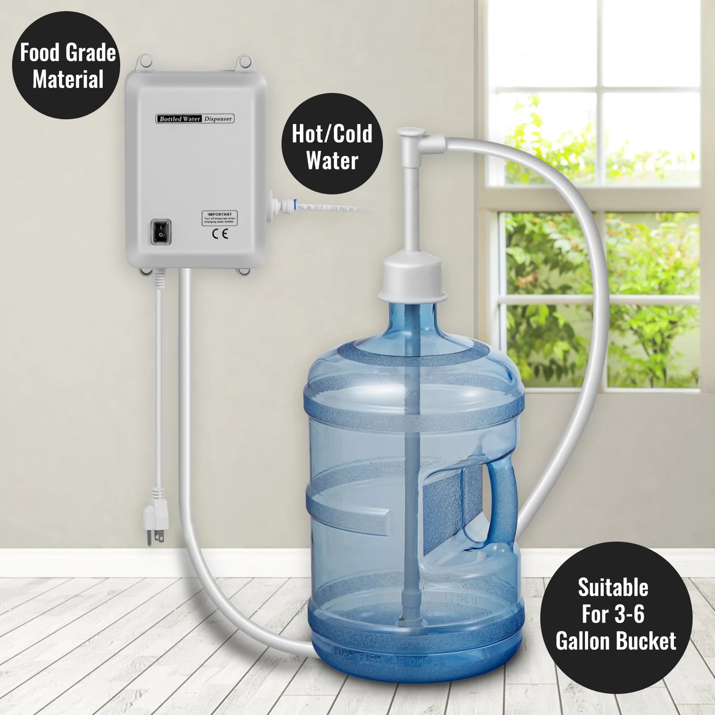 VEVOR bomba dispensadora de agua embotellada con tubería de PE 1 gal/MIN 40 PSI para máquina de té y café dispensador de agua refrigerador máquina de hielo