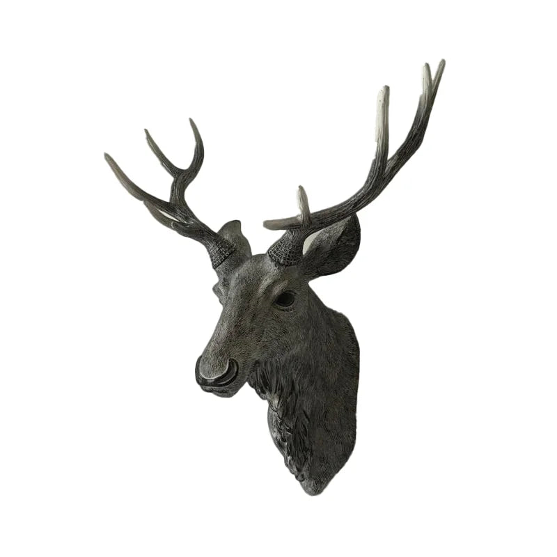 Fausse tête de cerf, fausse tête d'animal de taxidermie, décoration murale faite à la main, décoration de ferme en résine, accessoires de décoration de maison modernes pour mur