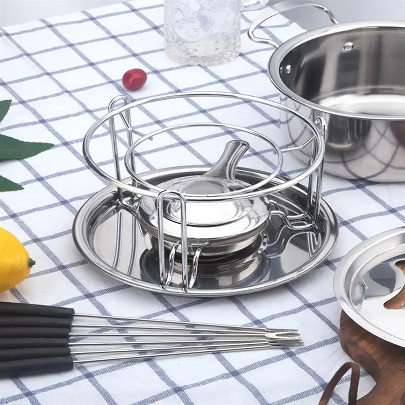 10-Piece Set Stainless Steel Cheese Ice Cream Chocolate Hot Pot Melting Pot Fondue Set Kitchen Accessories for Home Buffet Party