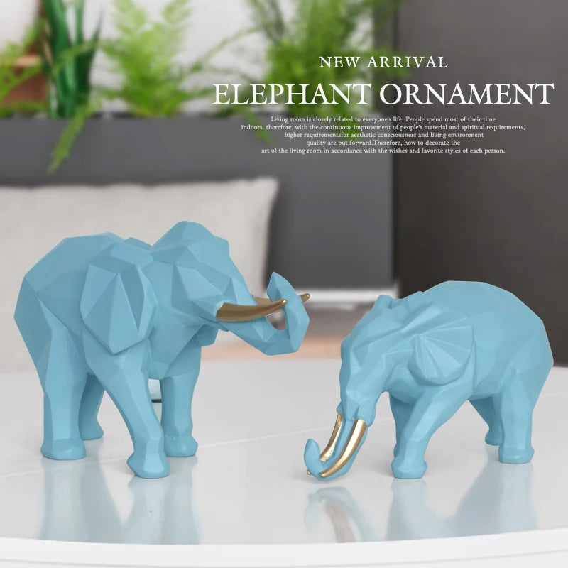 Figurine d'éléphant en résine, 2 pièces, pour maison, bureau, hôtel, décoration de table, animal, artisanat moderne, décor de statue d'éléphant blanc indien