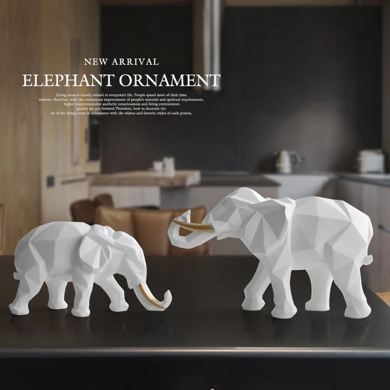 Figurine d'éléphant en résine, 2 pièces, pour maison, bureau, hôtel, décoration de table, animal, artisanat moderne, décor de statue d'éléphant blanc indien