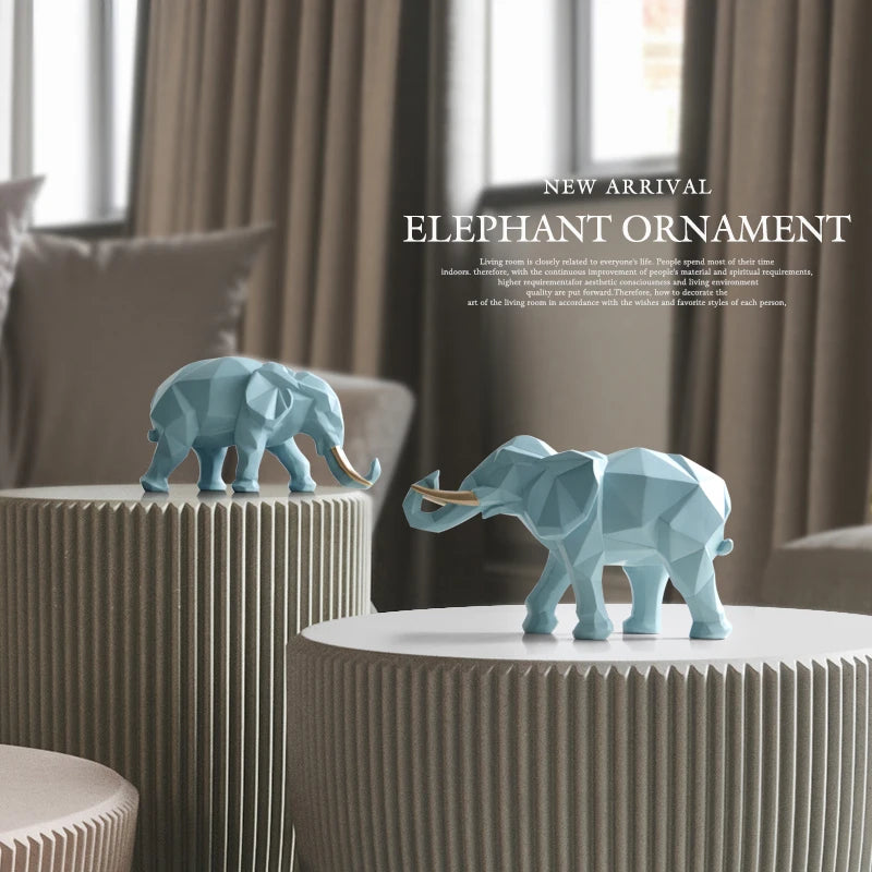 Figurine d'éléphant en résine, 2 pièces, pour maison, bureau, hôtel, décoration de table, animal, artisanat moderne, décor de statue d'éléphant blanc indien