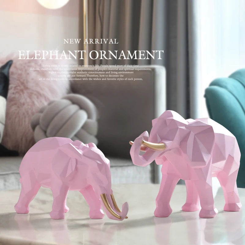 Figurine d'éléphant en résine, 2 pièces, pour maison, bureau, hôtel, décoration de table, animal, artisanat moderne, décor de statue d'éléphant blanc indien