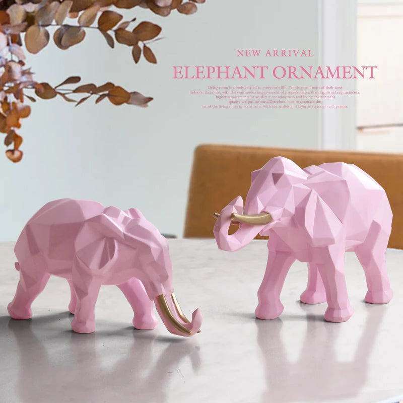 Figurine d'éléphant en résine, 2 pièces, pour maison, bureau, hôtel, décoration de table, animal, artisanat moderne, décor de statue d'éléphant blanc indien