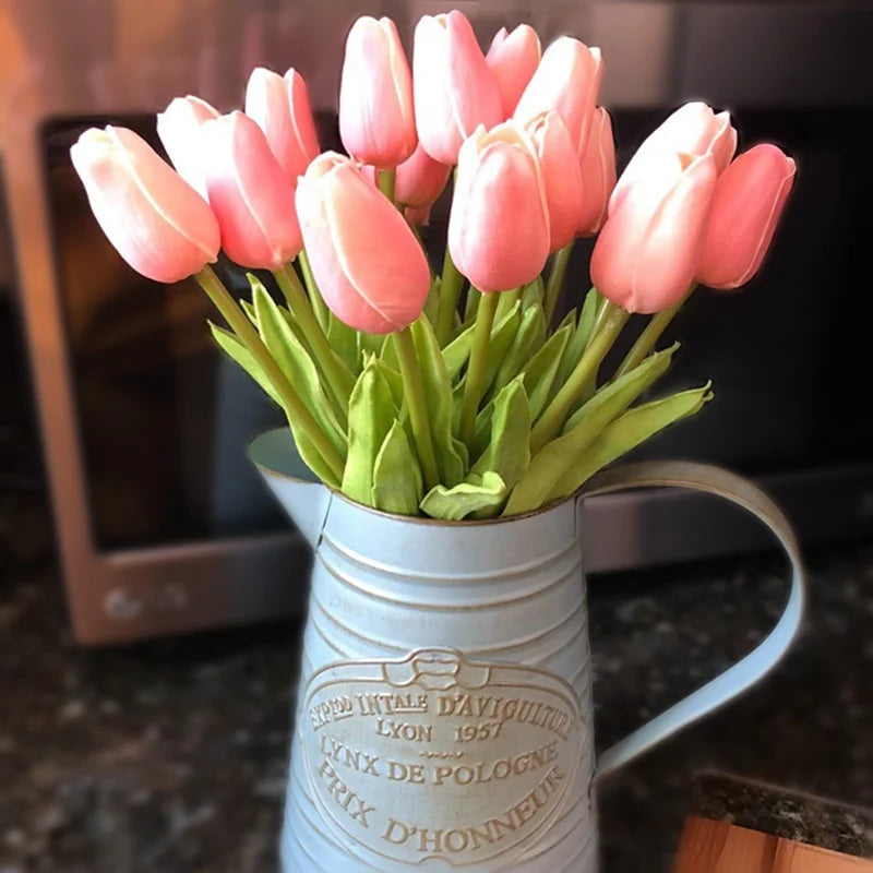 Bouquet de tulipes artificielles, 10 pièces, fausses fleurs PE, toucher réel, pour décoration de mariage, décoration de jardin de maison