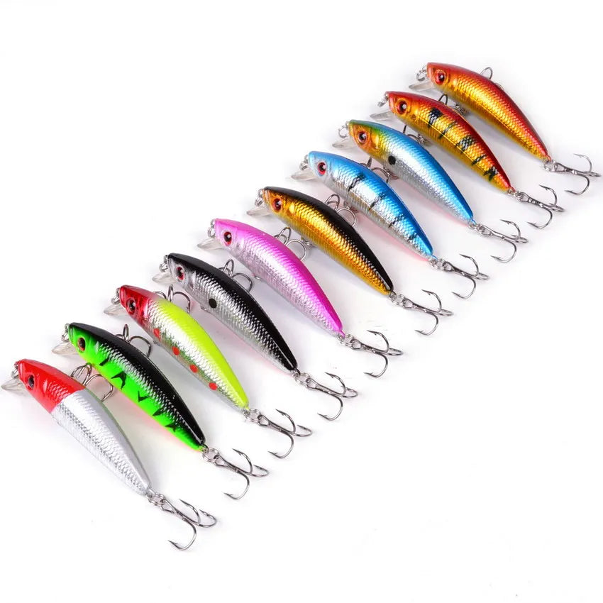 Aorace Minnow leurre de pêche 70mm 8g 3D yeux manivelle wobbler artificiel en plastique dur appât matériel de pêche