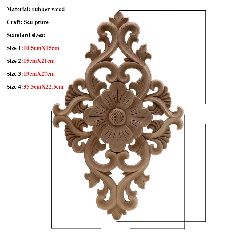 VZLX Unique Natural Floral Wood Carved Wooden Figurines Crafts Corner Appliques Frame Wall Door Furniture Woodcarving Decorative