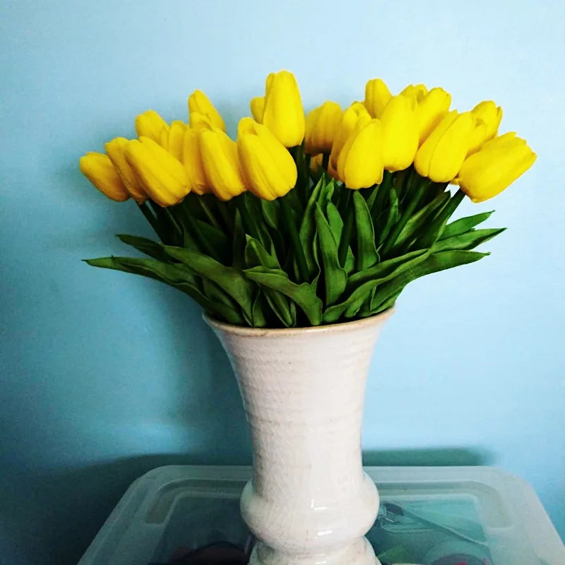 Bouquet de tulipes artificielles, 10 pièces, fausses fleurs PE, toucher réel, pour décoration de mariage, décoration de jardin de maison