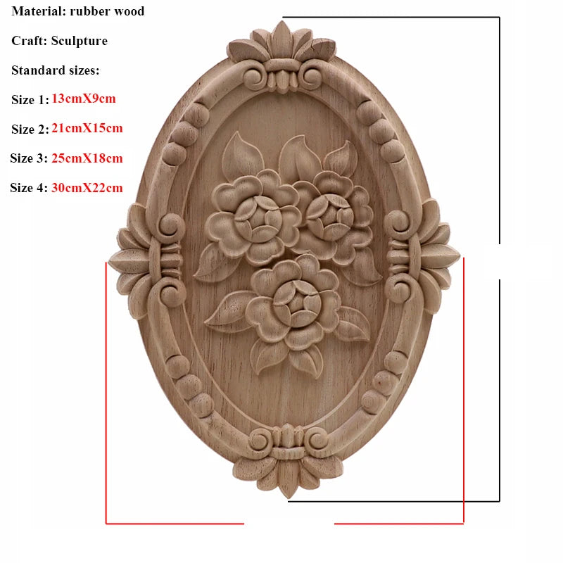 VZLX Unique Natural Floral Wood Carved Wooden Figurines Crafts Corner Appliques Frame Wall Door Furniture Woodcarving Decorative