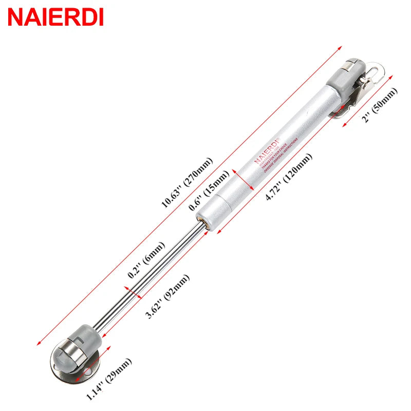 NAIERDI – charnières à ressort à gaz pour porte d'armoire, 6 à 15KG, charnière hydraulique pour placard de cuisine, boîte de Support de couvercle, quincaillerie de meubles, 4 pièces