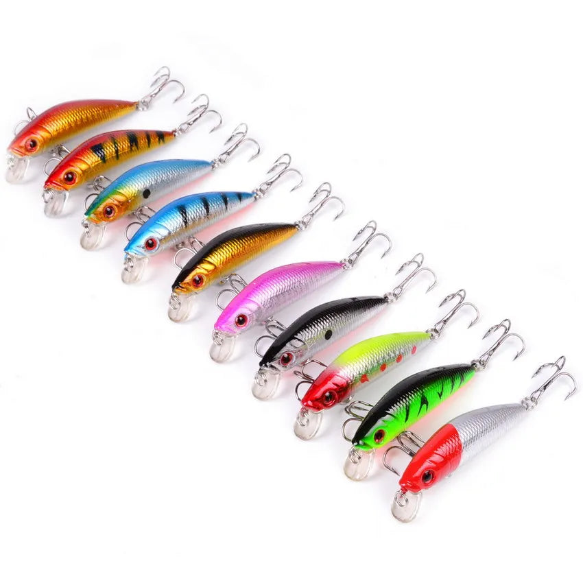 Aorace Minnow leurre de pêche 70mm 8g 3D yeux manivelle wobbler artificiel en plastique dur appât matériel de pêche