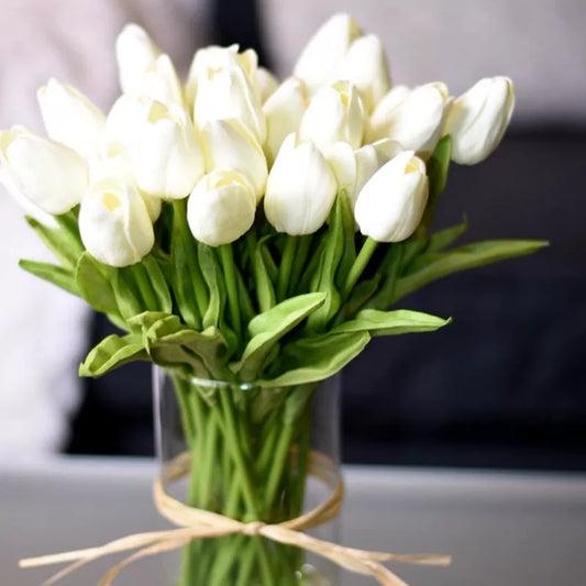 Bouquet de tulipes artificielles, 10 pièces, fausses fleurs PE, toucher réel, pour décoration de mariage, décoration de jardin de maison