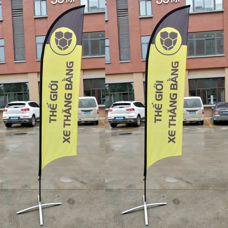 Drapeau et mât de drapeau en plumes de plage, avec Base croisée, bannière d'impression graphique personnalisée, décoration de célébration de Promotion publicitaire