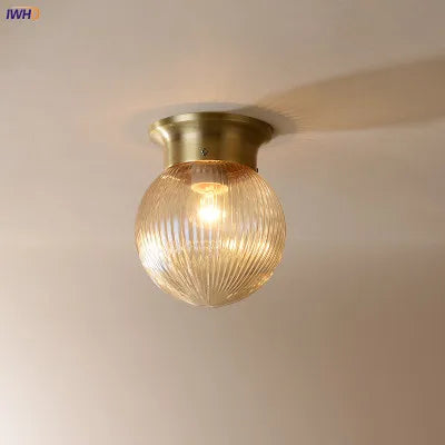 IWHD American Copper LED Ceiling Light Fixtures Kitchen Hallway Balcony Porch Modern Simple Ceiling Lamps Plafondlamp Luminaria