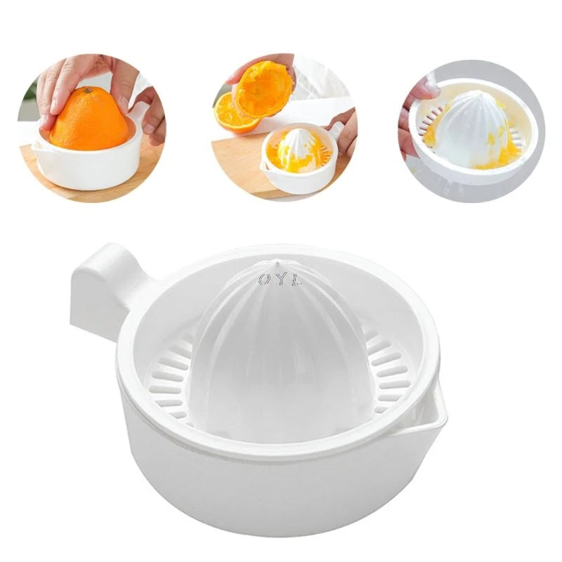 Mini exprimidor Manual de cítricos de plástico de doble capa para el hogar, exprimidor de fruta de limón y naranja, taza con mango, boquilla portátil para cocina