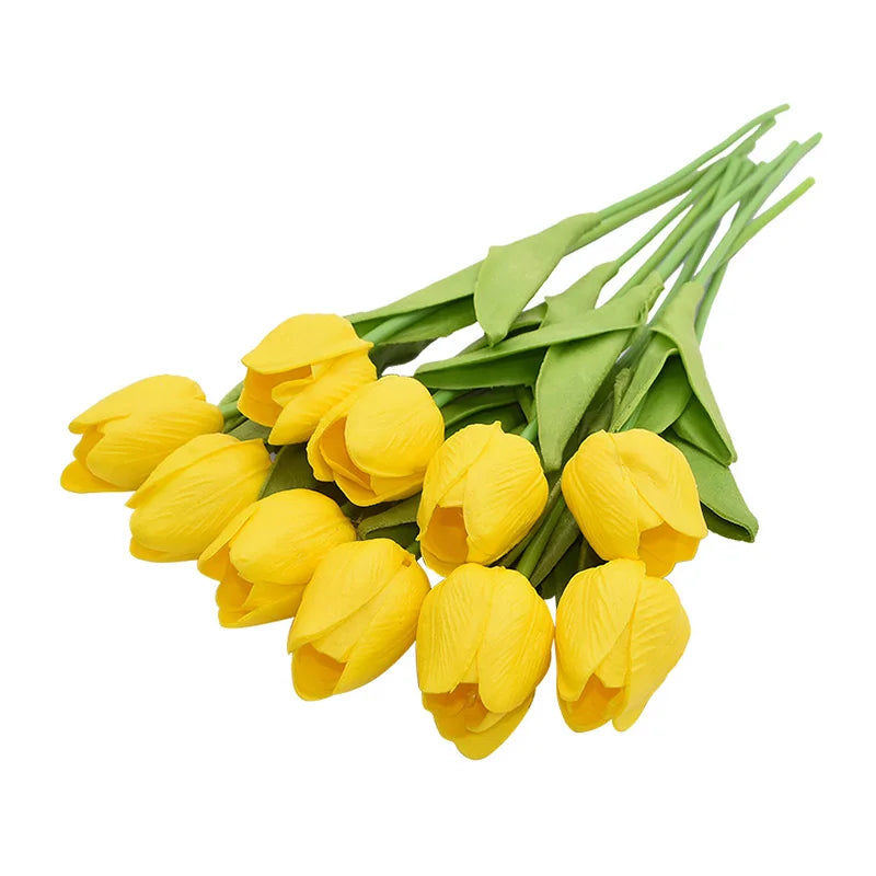 Bouquet de tulipes artificielles, 10 pièces, fausses fleurs PE, toucher réel, pour décoration de mariage, décoration de jardin de maison