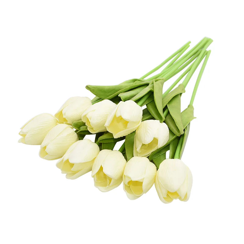 Bouquet de tulipes artificielles, 10 pièces, fausses fleurs PE, toucher réel, pour décoration de mariage, décoration de jardin de maison