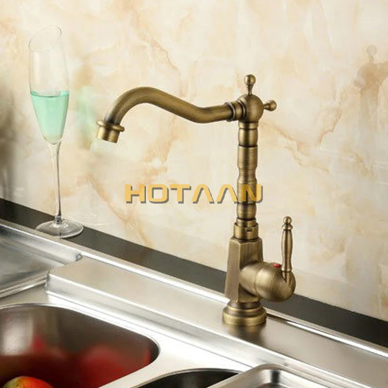 Home Improvement Accessories Antique Brass Kitchen Faucet 360 Swivel Bathroom Basin Sink Mixer Tap Crane,torneira YT-6025