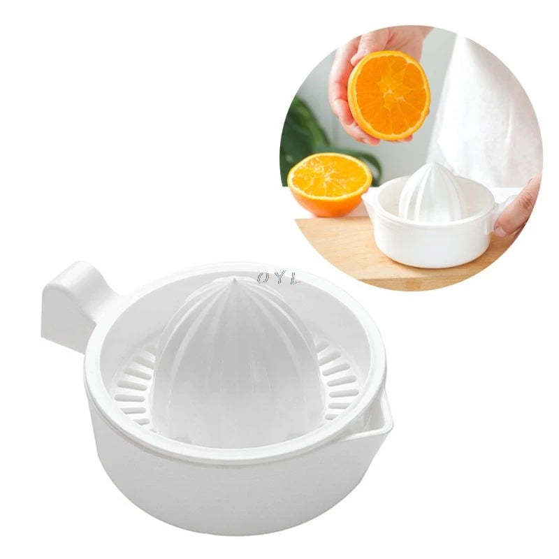 Mini Plastic Double Layer Household Manual Citrus Juicer Orange Lemon Fruit Squeezer Cup With Handle Pour Spout Portable Kitchen