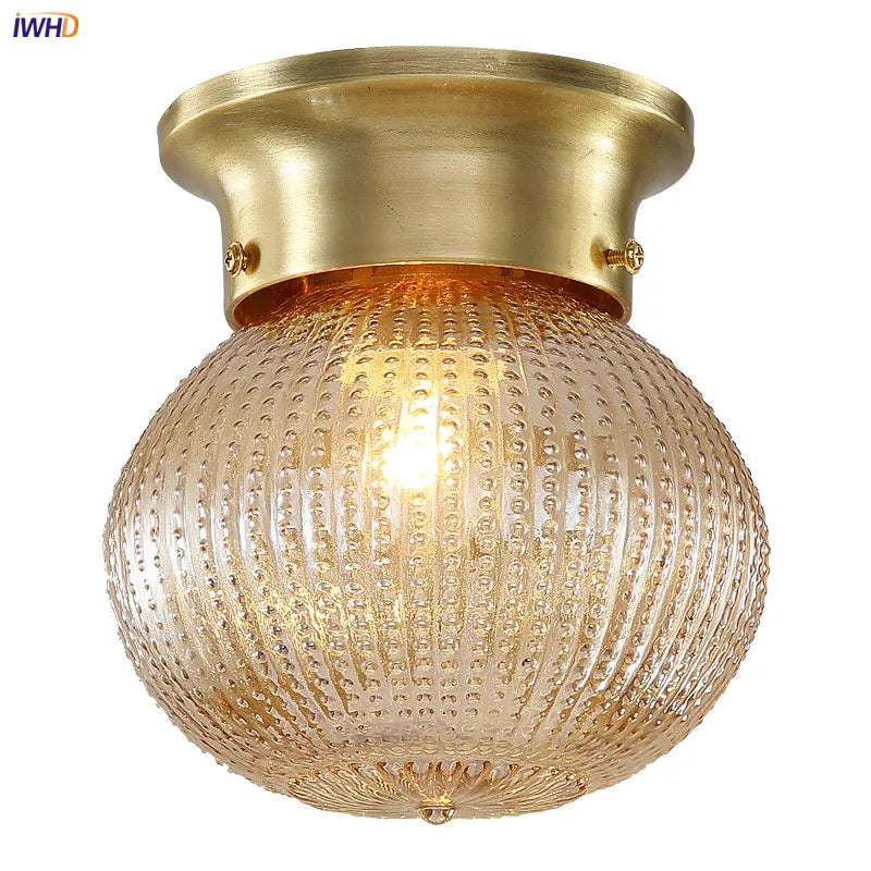 IWHD American Copper LED Ceiling Light Fixtures Kitchen Hallway Balcony Porch Modern Simple Ceiling Lamps Plafondlamp Luminaria