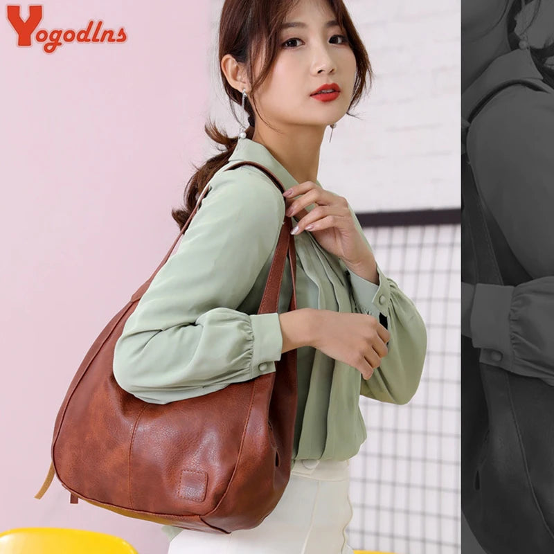 Yogodlns Vintage Women Hand Bag Designers Luxury Handbags Women Shoulder Tote Female Top-handle Bags Fashion Brand