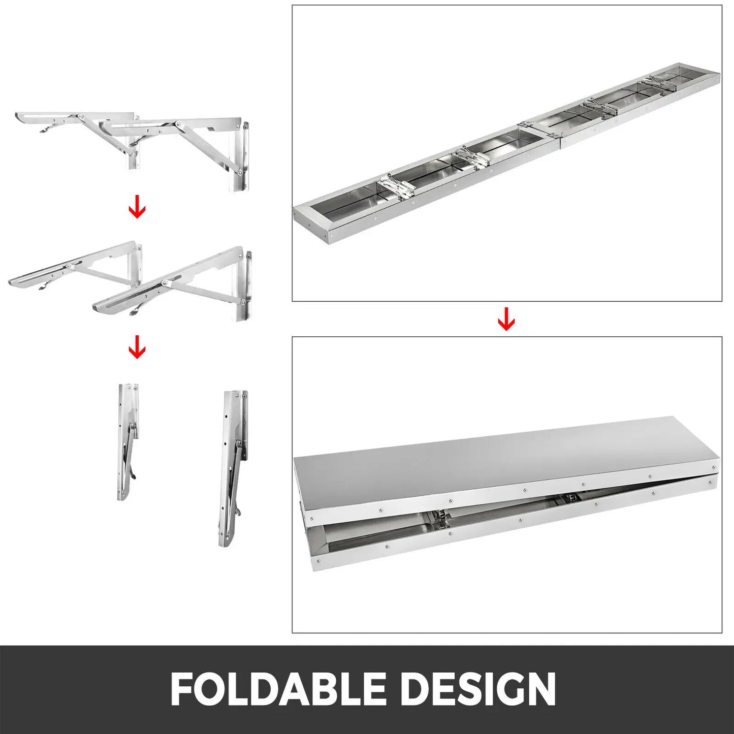 VEVOR, estante de soporte de concesión de varios tamaños para ventana, camión plegable para alimentos, placa de aleación de aluminio, cocina, baño, carros de comedor para el hogar