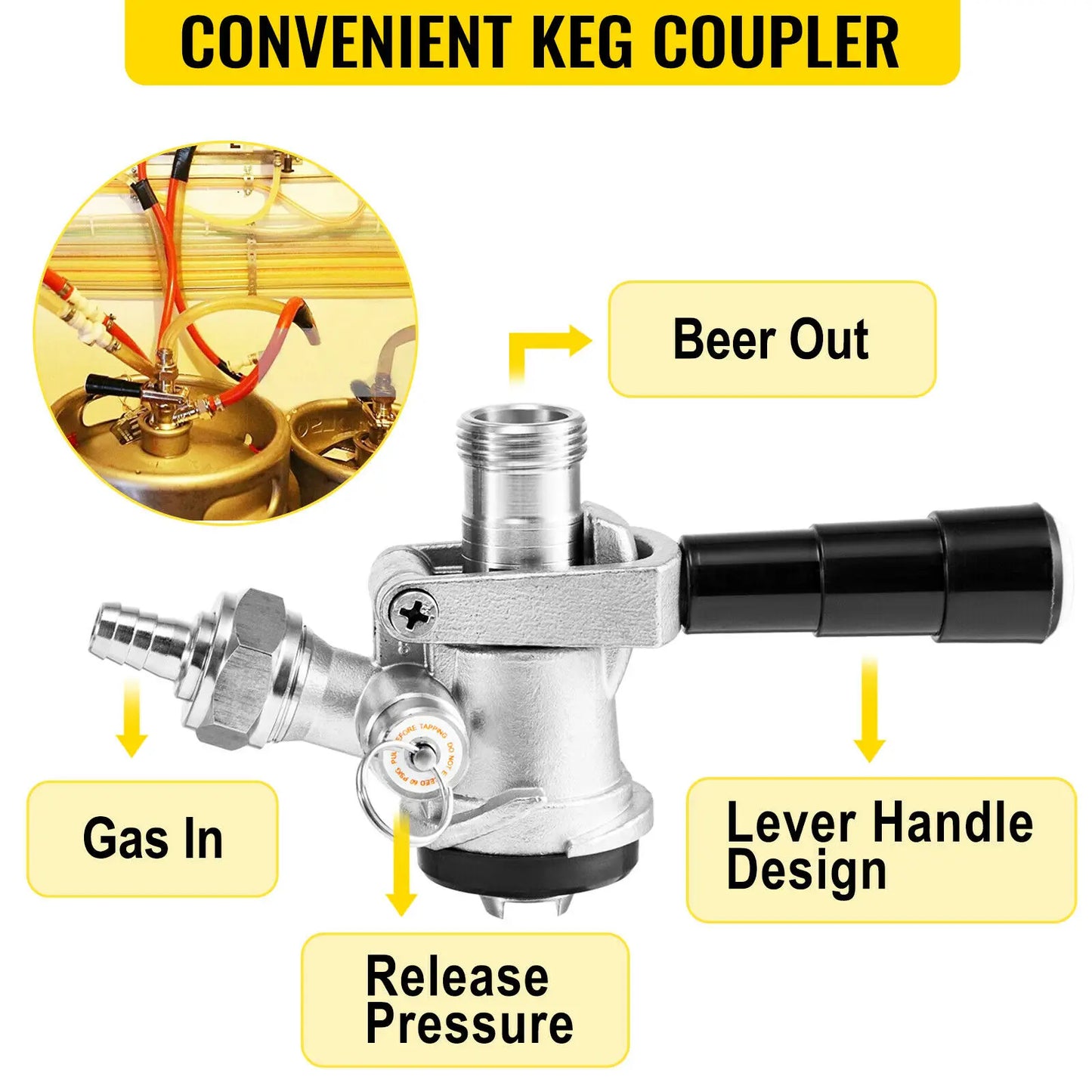 VEVOR Homebrew Draft Beer Tower One/Two Tap Stainless Steel Deluxe Kegerator Tower Kit W/ Dual Gauge Regulator Bar Accessories