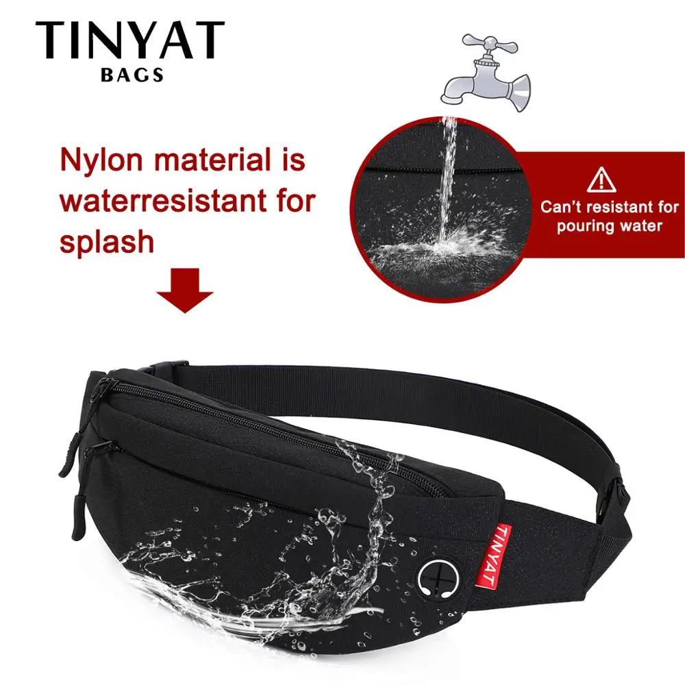 TINYAT, riñonera para hombre, bolso informal grande para teléfono, riñonera de lona para mujer, bolso de viaje para teléfono, riñonera, bolso de plátano a la cadera con 4 bolsillos