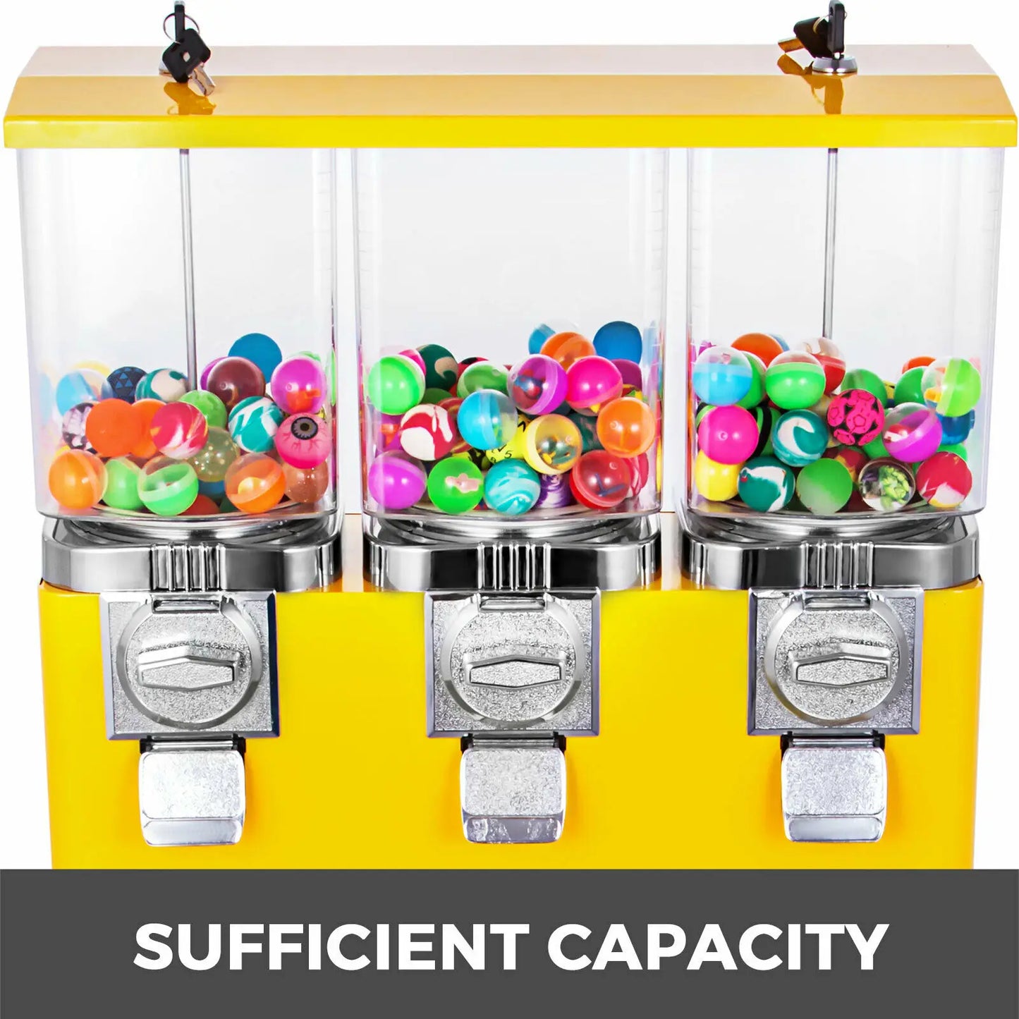 VEVOR Triple Candy Gumball Vending Machine Dispenser W/ Keys Outdoor Amusement Park Gaming Store Selling Bouncy Ball Capsule Toy