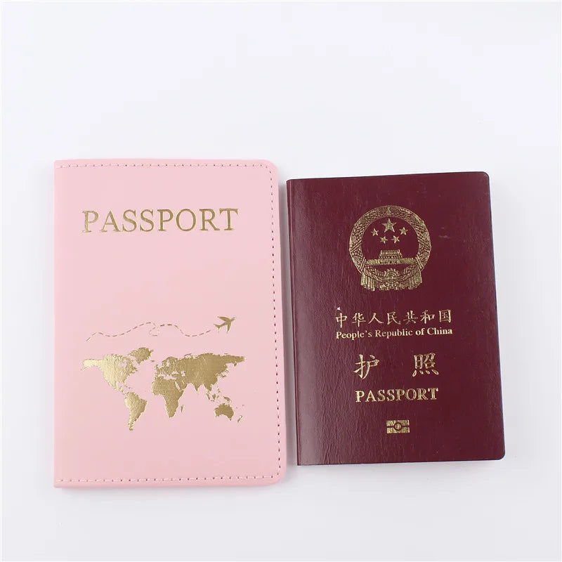 1PCS PU Leather Map Passport Cover Case Card Holder Fashion Wallet Lightweight Travel Accessories For Flight for Women or Men